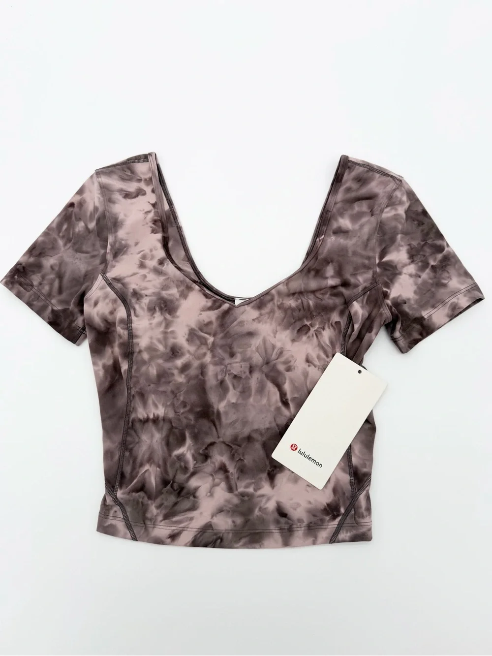 NWT Lululemon Align Tee | Mauve and Charcoal Tie-Dye Short Sleeve Scoop Neck Top